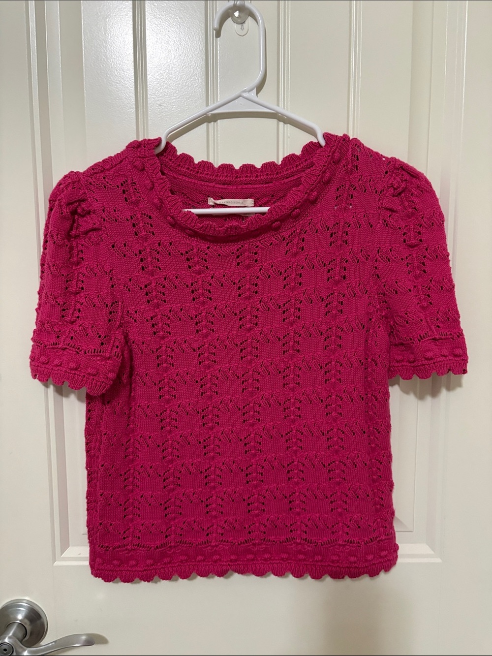 Anthropologie Women's Pink Short-Sleeve Knit Top